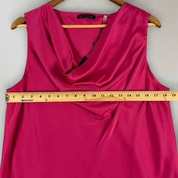 NWT Elie Tahari Women's The Jane Pink Sleeveless Cowl Neck Tank Blouse Size Lrg - Picture 8 of 9